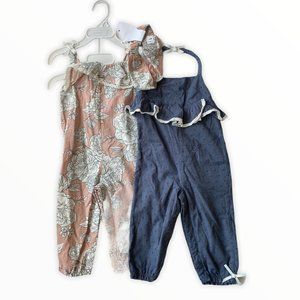 NWT SHABBY CHIC two cottagecore rompers chambray floral